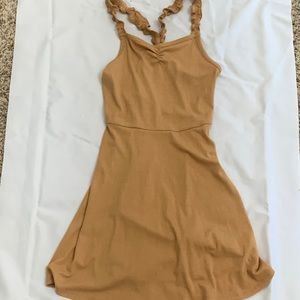 mustard color small strap dress